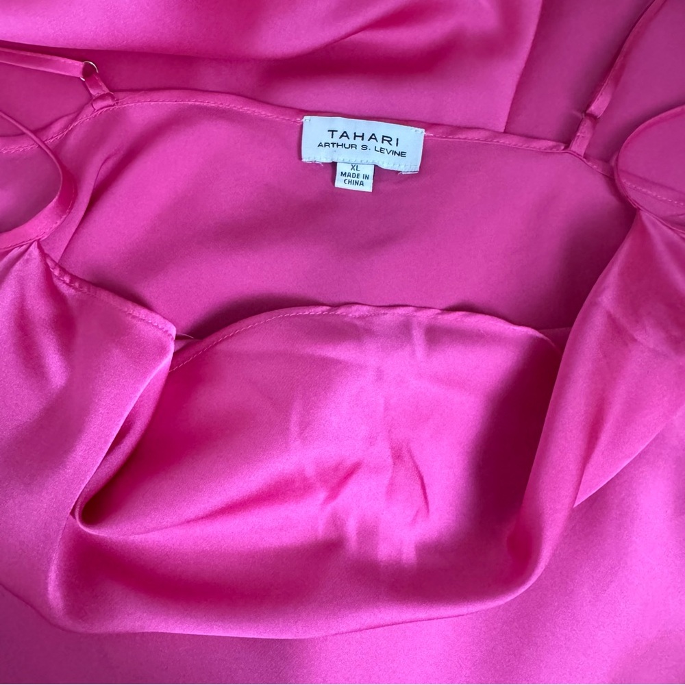 Tahari Vibrant Pink Satin Dress - Picture 5 of 6